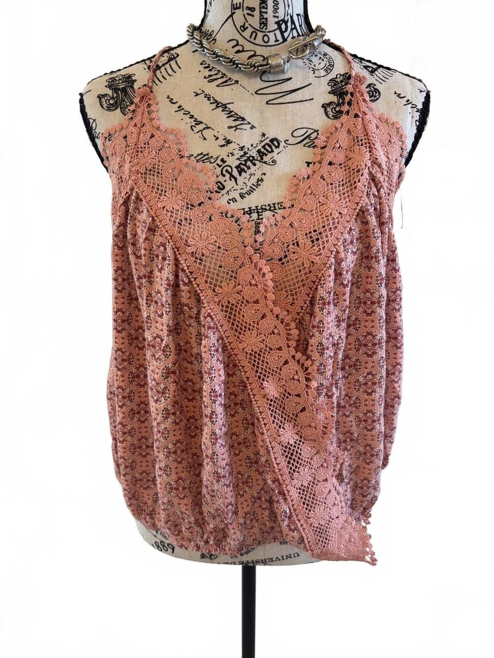 Daytrip Lace Crochet Boho Tank Top Size S Festival Coquette Hippie